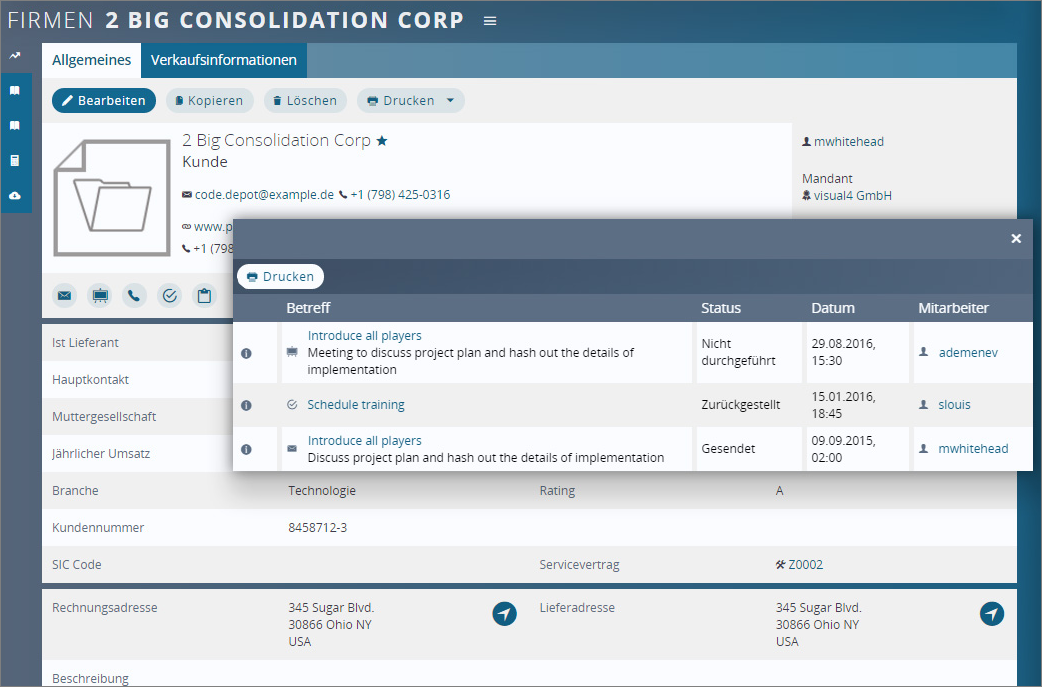1CRM Online Screenshot